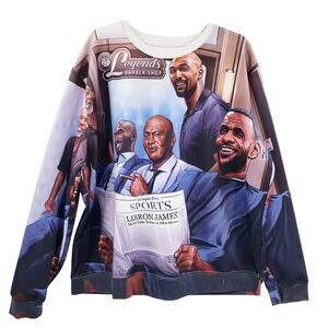 NBA Legends Barbershop Sweatshirt Michael Jordan Kobe Bryant LeBron James Sz XL